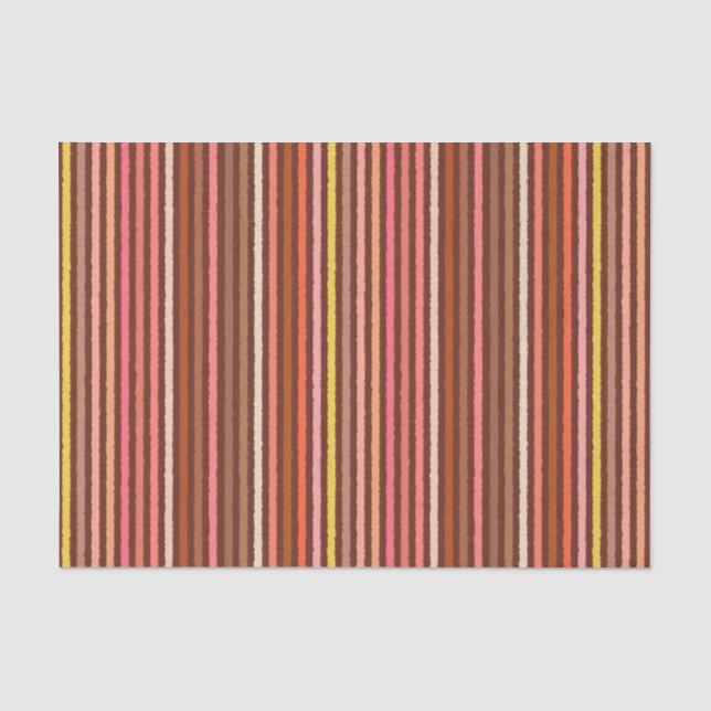 Papier Mousseline Chalk Stripes - Chocolat Brown et corail (Recto)