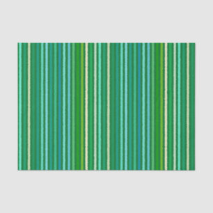 Papier Mousseline Chalk Stripes - Jade Green et Aqua
