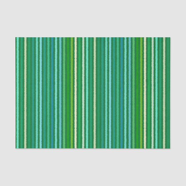 Papier Mousseline Chalk Stripes - Jade Green et Aqua (Recto)
