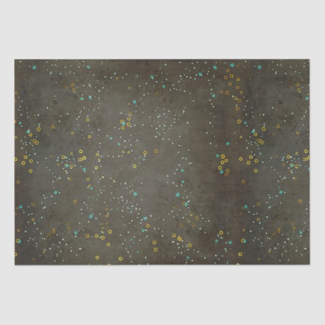 Papier Mousseline Chalkboard Gold Argent Stars Constellation Sky (Recto)