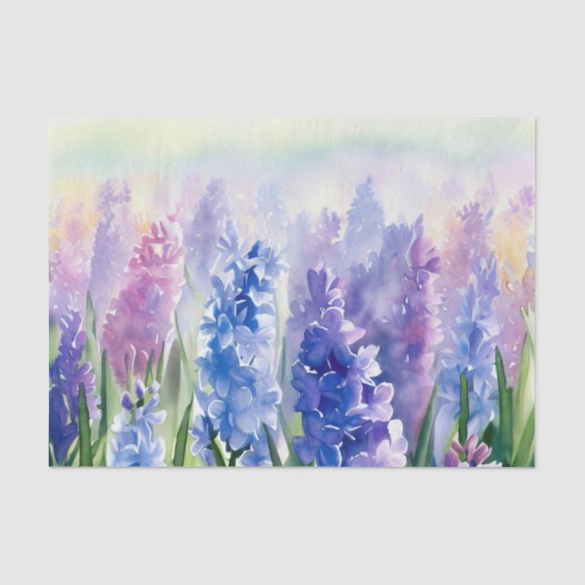 Papier Mousseline Champ d'aquarelle Fleurs-Hyacinth (D) (Recto)