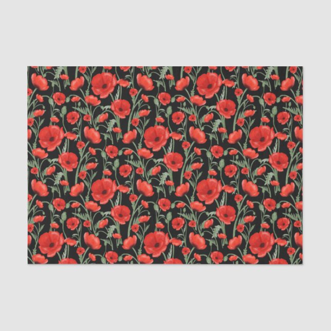 Papier Mousseline Champ de coquelicots (Recto)