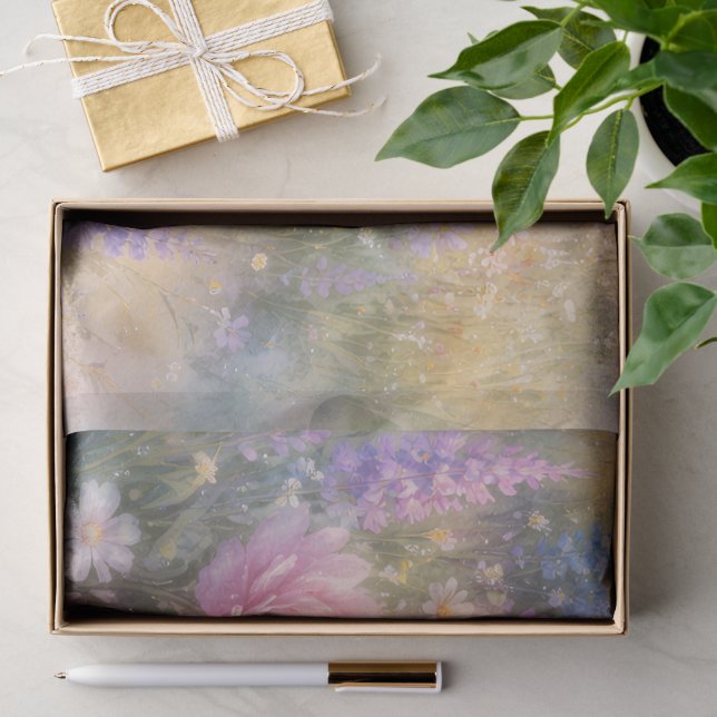 Papier Mousseline Champ de Fleurs (Cadeau)