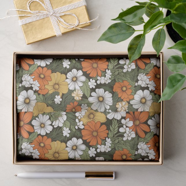 Papier Mousseline Champ de fleurs (Cadeau)