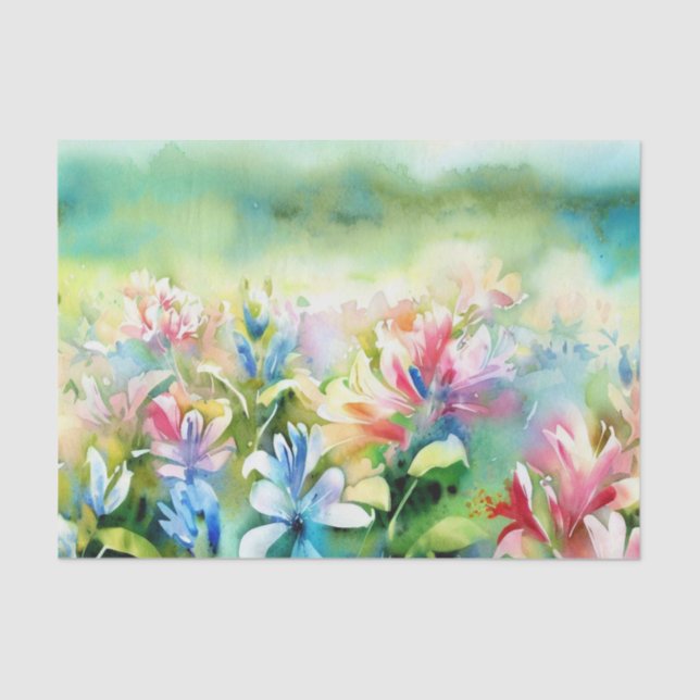 Papier Mousseline Champ de fleurs - Aquarelle (B) (Recto)