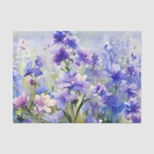 Papier Mousseline Champ de Fleurs-Consolida (B) Aquarelle