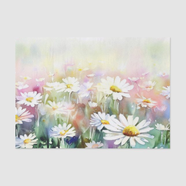 Papier Mousseline Champ de Fleurs-Daisy (B) Aquarelle (Recto)