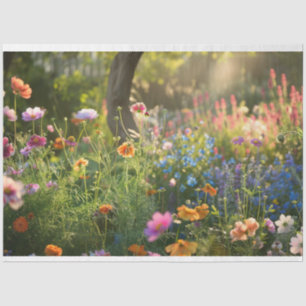 Papier Mousseline Champ de fleurs découpage