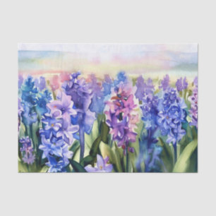 Papier Mousseline Champ de fleurs-Hyacinthe (A) Aquarelle