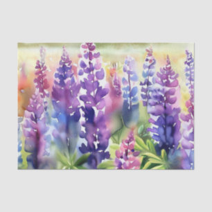 Papier Mousseline Champ de fleurs-lupine (B) Aquarelle