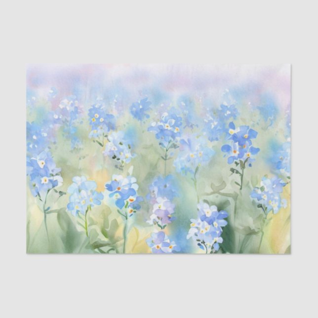 Papier Mousseline Champ de fleurs - Oubliez-moi-non (B) Aquarelle (Recto)