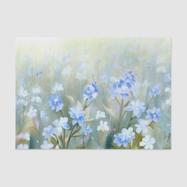 Papier Mousseline Champ de fleurs-Oubliez-Moi-Pas (C) Aquarelle (Recto)