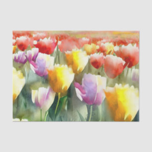 Papier Mousseline Champ de fleurs-Tulipe (B) Aquarelle