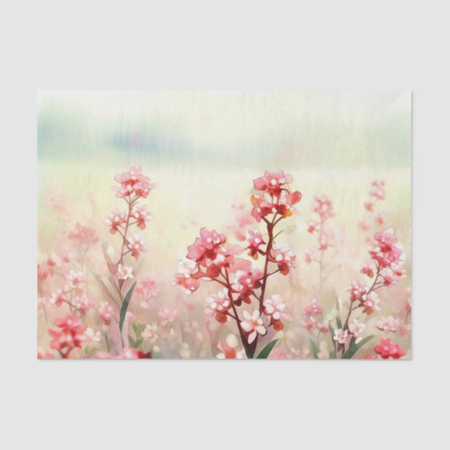 Papier Mousseline Champ de fleurs-Waxflower (D) Aquarelle (Recto)