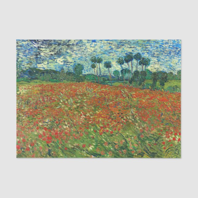 Papier Mousseline Champ de pavot par Vincent Van Gogh (Recto)