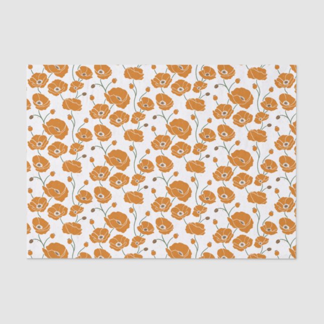 Papier Mousseline Champ de pavots orange (Recto)