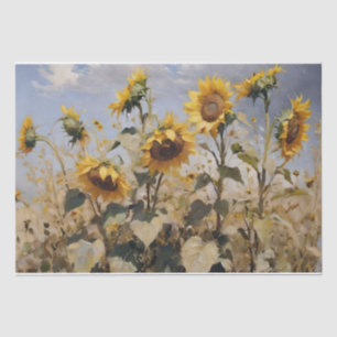 Papier Mousseline Champ de tournesols à l'aquarelle découpage