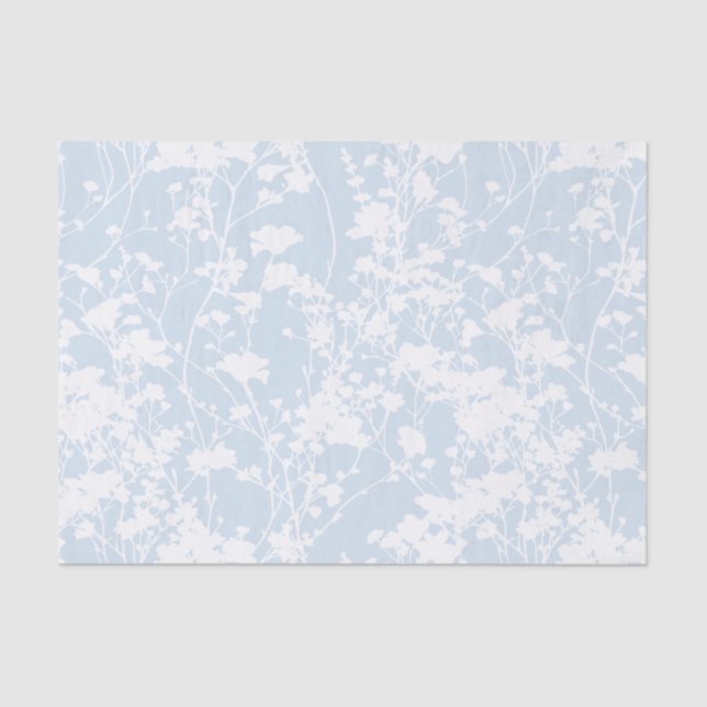 Papier Mousseline Champ floral (Bleu poudre) (Recto)