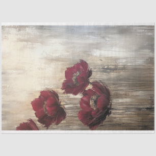 Papier Mousseline Champ floral bordeaux et bronze, réalisme abstrait