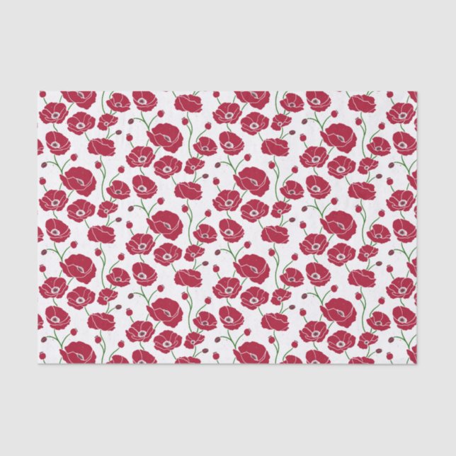 Papier Mousseline Champ rouge de pavots (Recto)