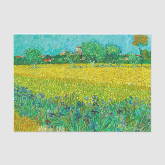 Papier Mousseline Champ Van Gogh avec Irises près d'Arles (Recto)