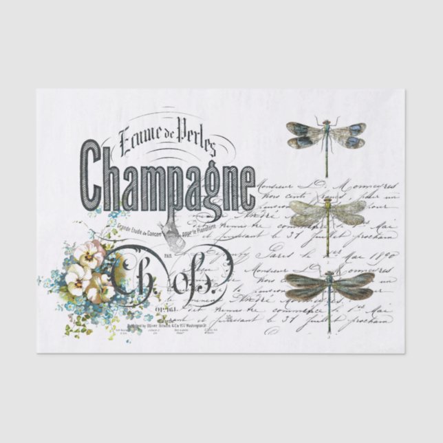 Papier Mousseline Champagne des dragons de France Papier Tissu Vinta (Recto)