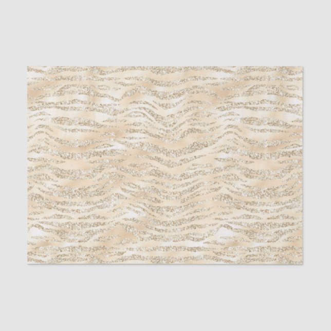 Papier Mousseline Champagne Faux Parties scintillant Zebra Stripes (Recto)