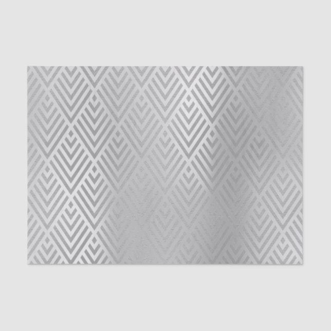 Papier Mousseline Champaiment gris argent métal Chevron Art Déco (Recto)