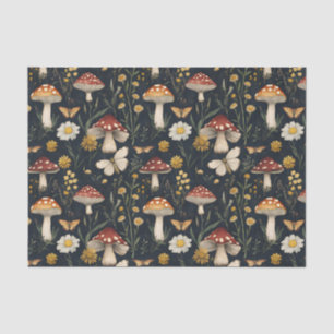 Papier Mousseline Champignon d'automne et fleurs Découpage d'automne