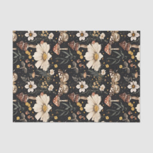 Papier Mousseline Champignon d'automne et fleurs Découpage d'automne