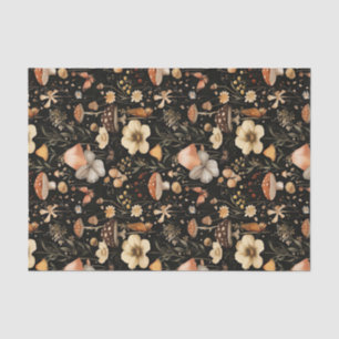 Papier Mousseline Champignon d'automne et fleurs Découpage d'automne