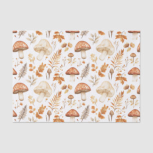 Papier Mousseline Champignons d'automne et Feuilles Automne Motif Dé