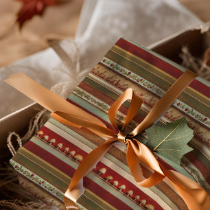 Papier Mousseline Champignons de vacances vintage Holly Stripe rouge