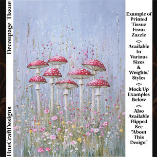 Papier Mousseline Champignons Fantaisistes & Fleurs Sauvages ES2R Dé