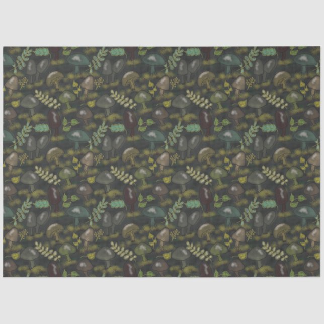 Papier Mousseline Champignons Moody foncé Belle (Recto)