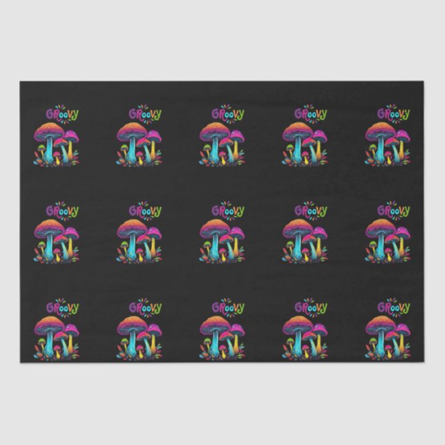 Papier Mousseline Champignons psychédéliques colorés- (Recto)