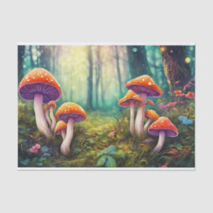 Papier Mousseline Champignons psychédéliques rouges dans la forêt