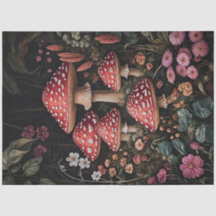 Papier Mousseline Champignons rouges dans une forêt d'Imaginaires