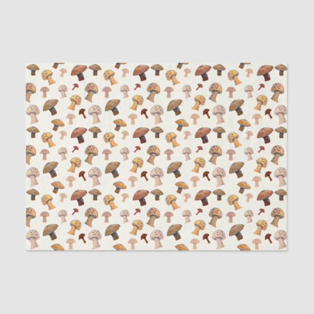 Papier Mousseline Champignons sauvages Aquarelle dessinée à la main (Recto)