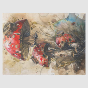 Papier Mousseline Champignons Steampunk Aquarelle Art Découpage