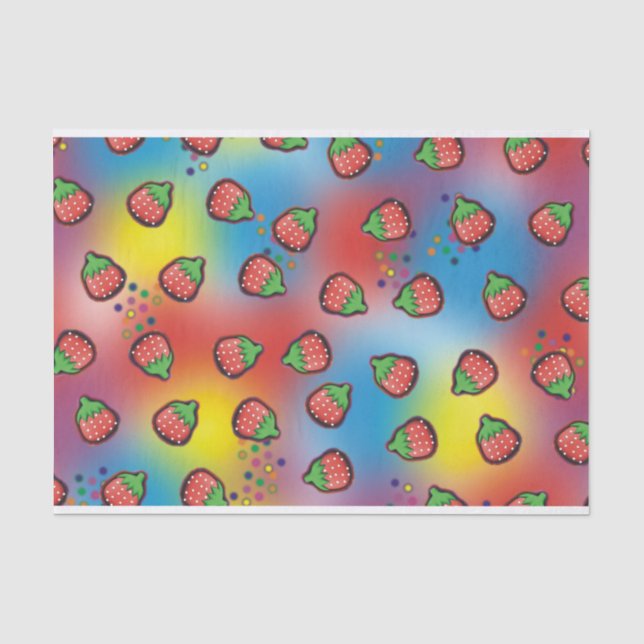 Papier Mousseline Champs de fraises Tie Dye (Recto)