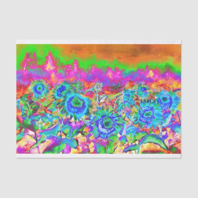 Papier Mousseline Champs de tournesol _ bleu (Recto)