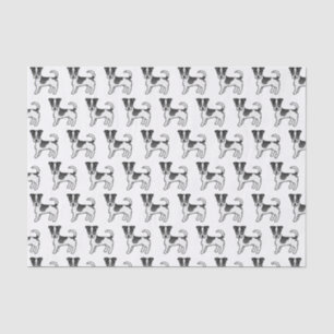 Papier Mousseline Chandail rond noir et blanc Jack Russell Chiens Te