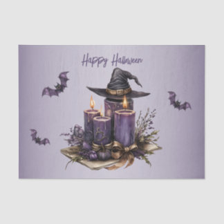 Papier Mousseline Chandelles violettes d'Halloween chauves-souris Éf