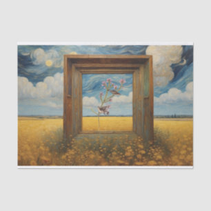 Papier Mousseline Chanson Sur Fleurs Roses Branche Découpage