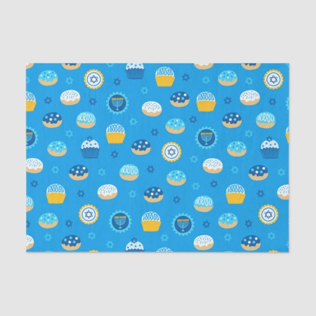 Papier Mousseline Chanukah étoile juive Cupcakes bleu (Recto)