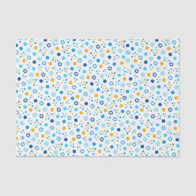 Papier Mousseline Chanukah Etoiles juives Snowflakes blanc (Recto)
