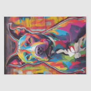 Papier Mousseline Chaos Canin Coloré : Un Pitbull Pop Art