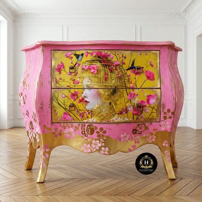 Papier Mousseline Chapeau à cage à oiseaux florale jaune vif en déco (Créateur téléchargé)