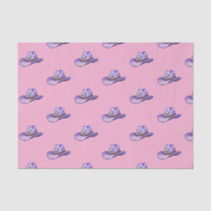 Papier Mousseline Chapeau de cowgirl violet clair - Fond rose